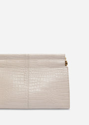 Small Leather Clutch with Chain - Grey - CO Collections